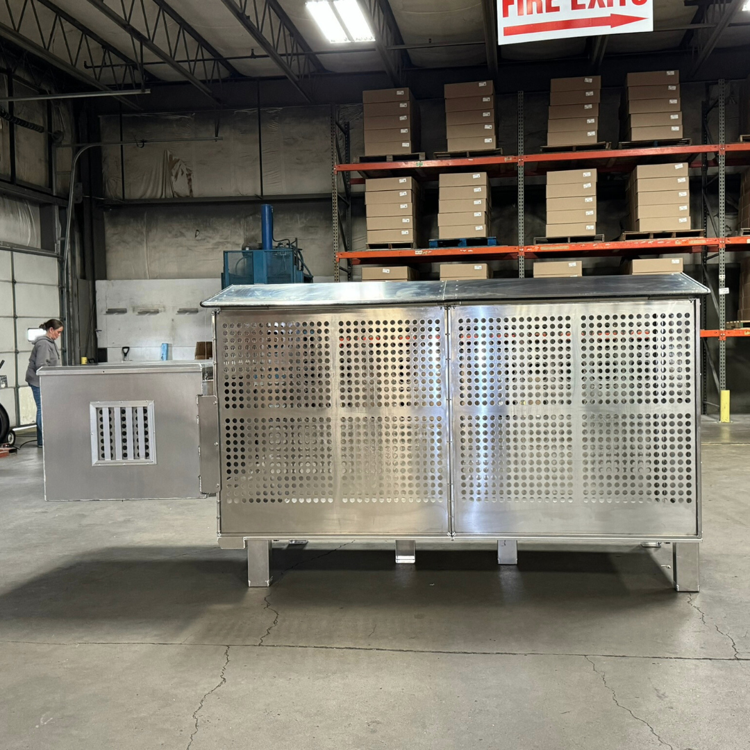 Dog Box 55600 Professional K9 Series Kennel / 46.5 W x 133 D x 63.5 H / Hole Ventilation / Mill Finish Aluminum / Owens Products Professional K9 Series Owens Products