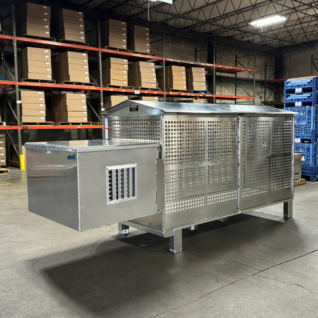 Dog Box 55600 Professional K9 Series Kennel / 46.5 W x 133 D x 63.5 H / Hole Ventilation / Mill Finish Aluminum / Owens Products Professional K9 Series Owens Products