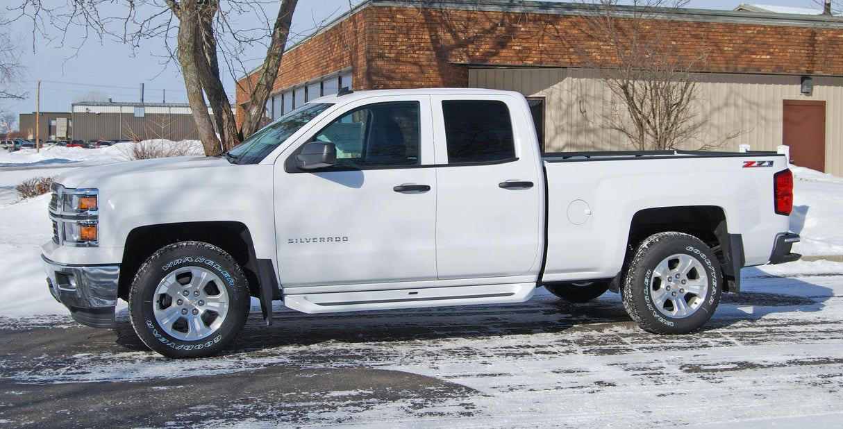 Running Boards Glastep Plus Custom Molded Fiberglass 14-18 Silverado/Sierra 1500 15-18 Silverado/Sierra 2500/3500 Except Diesel Fiberglass Gray Owens Products