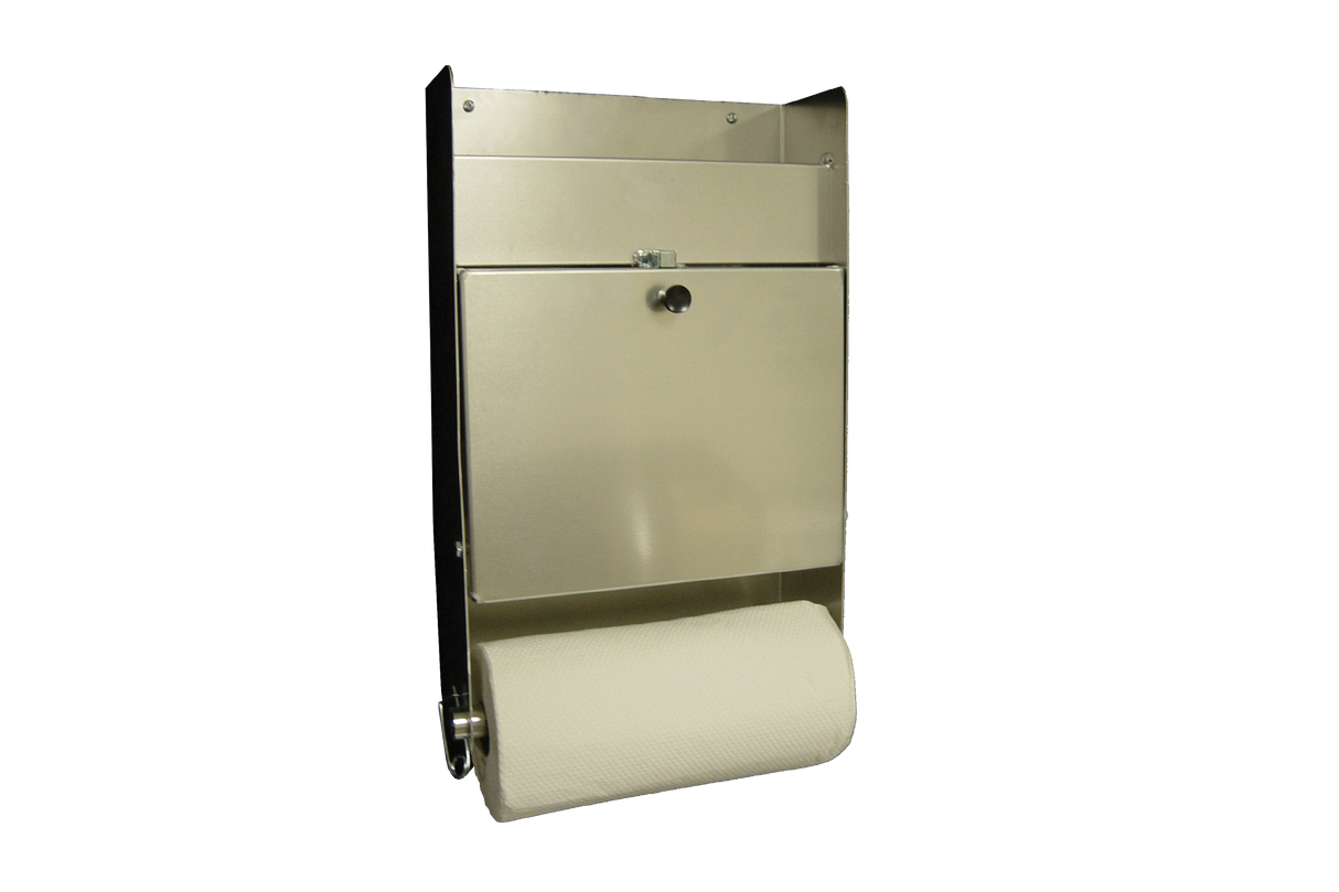 Small Mechanics Storage Cabinet With Fold Down Tray & Paper Towel Holder / RaceMate / Smooth Mill Finish Aluminum / Silver / Owens Products / 39100
