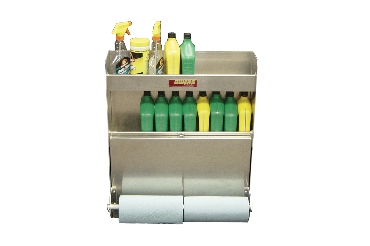 RaceMates 39221 Large Cabinet / Fold Down Tray & Paper Towel Holder / Diamond Tread Aluminum / Owens Products