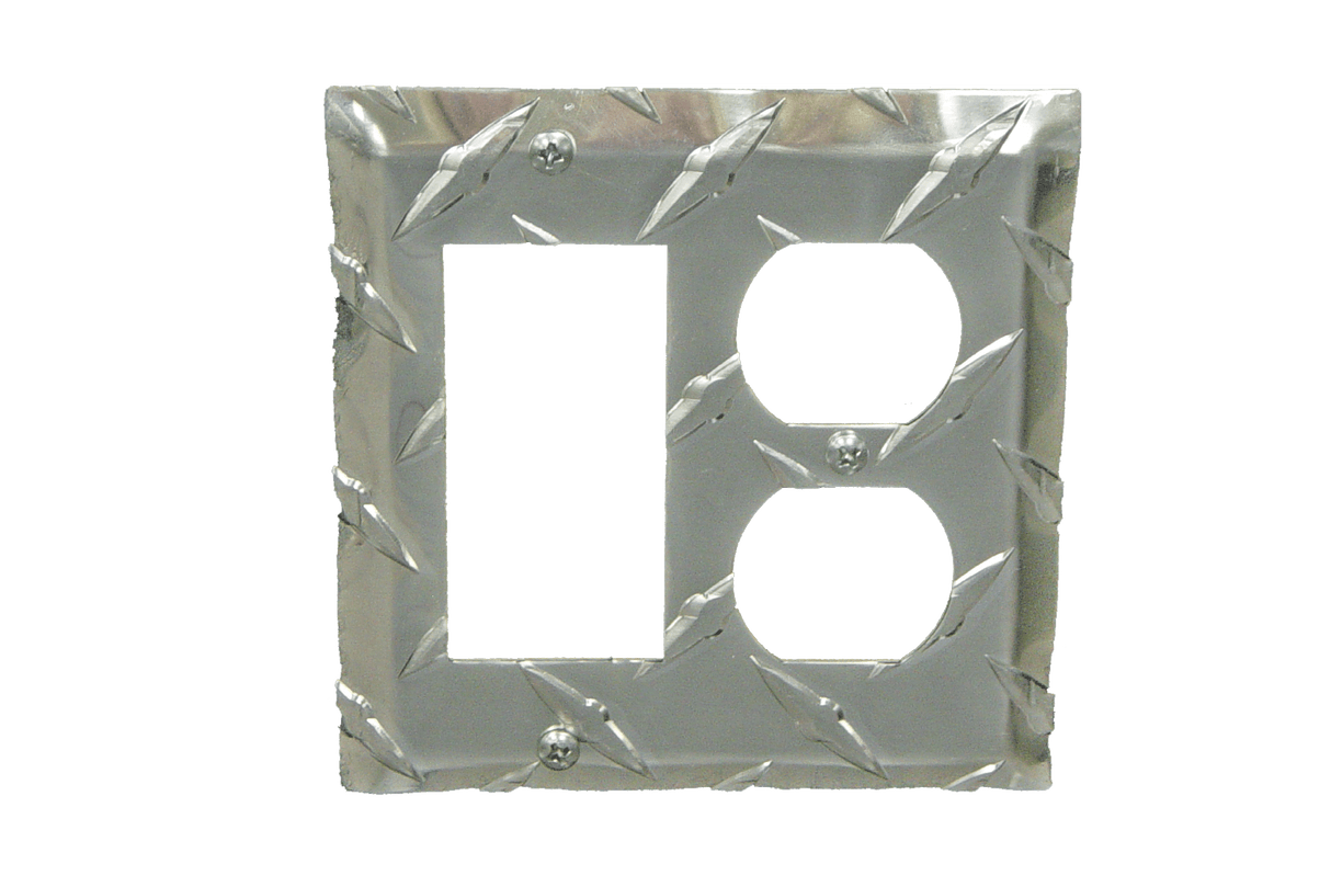 RaceMates / Rocker (GFI) Switch/Electrical Outlet Cover / Diamond Tread Aluminum / 39145 / Owens Products RaceMate Owens Products