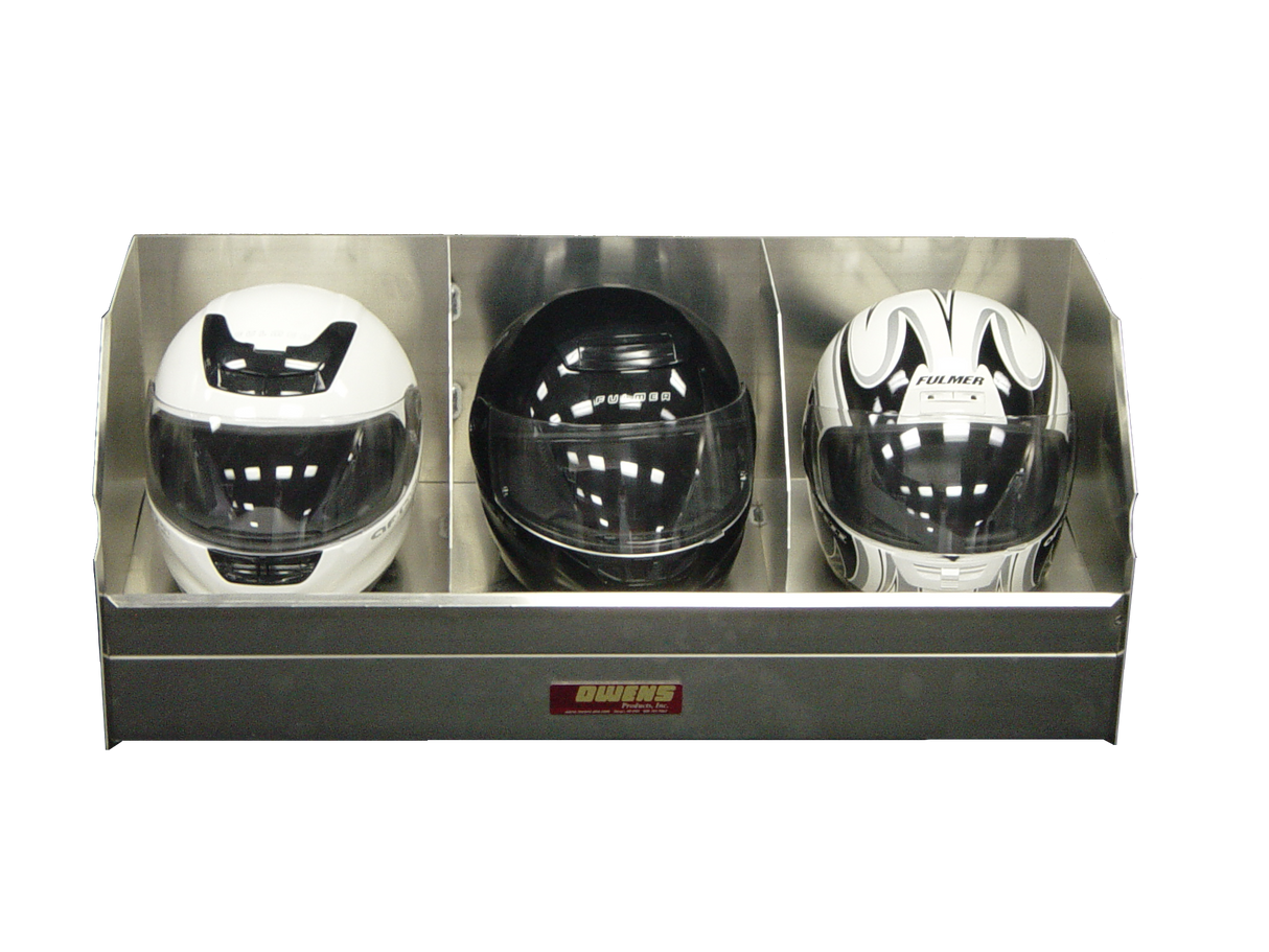 Triple Helmet Rack / RaceMate / Smooth Mill Finish Aluminum / Owens Products / 39147