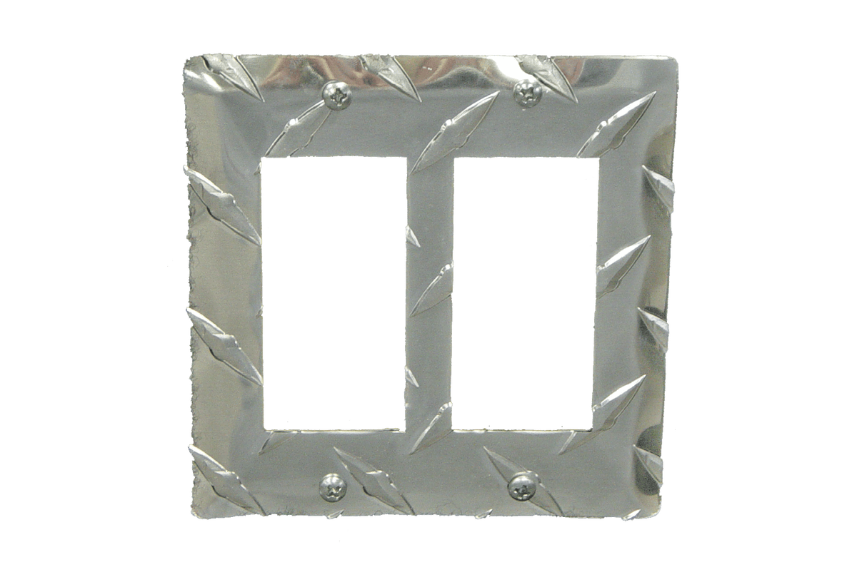 RaceMates / Dual Rocker (GFI) Switch Cover / Diamond Tread Aluminum / 39155 / Owens Products RaceMate Owens Products