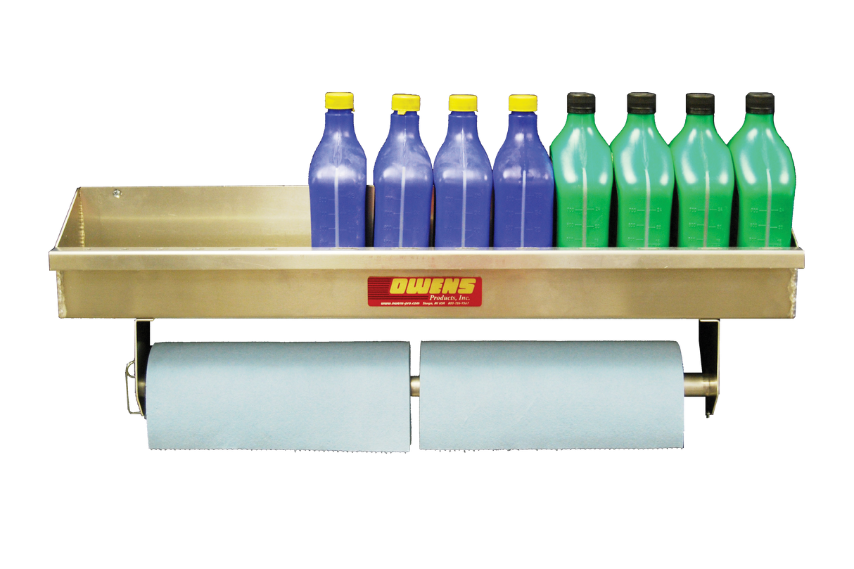 RaceMates 39263 Quart Size Storage Shelf, Paper Towel Holder / Diamond Tread Aluminum / Owens Products