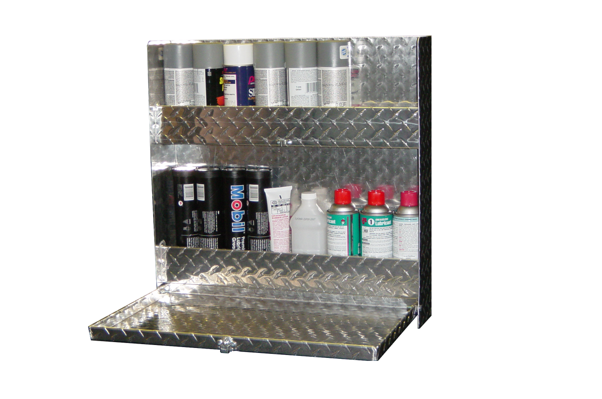 RaceMates 39201 Large Mechanics Storage Cabinet / Fold Down Tray / Diamond Tread Aluminum / Owens Products