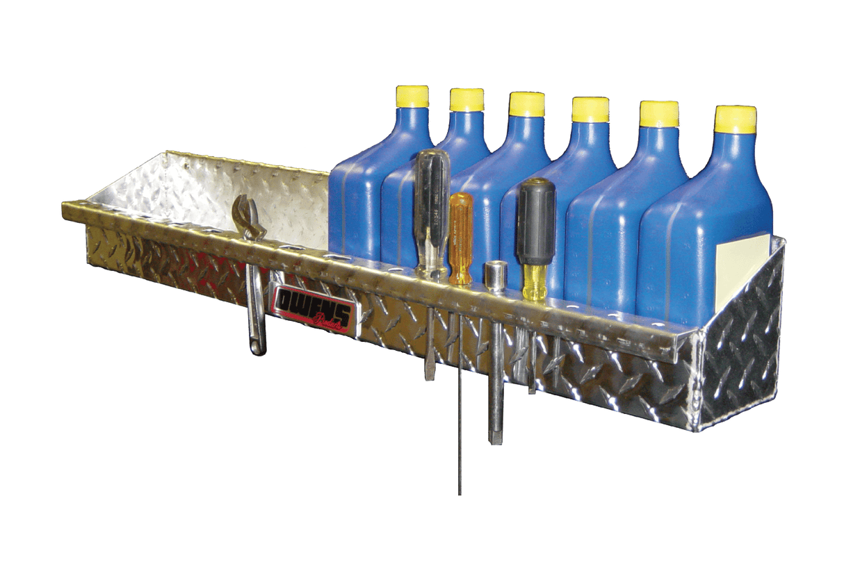 RaceMates 39204 Quart Size Storage Shelf / Tool Holder / Diamond Tread Aluminum / Owens Products Garage & Trailer Owens Products