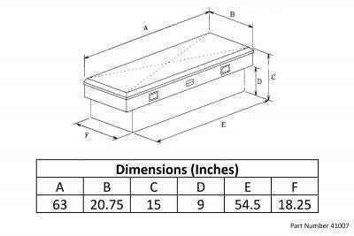 Truck Tool Box 41007 Garrison Series Crossover Style / Mid Size / Diamond Tread Aluminum / Bright / Owens Products Tool Box Owens Products