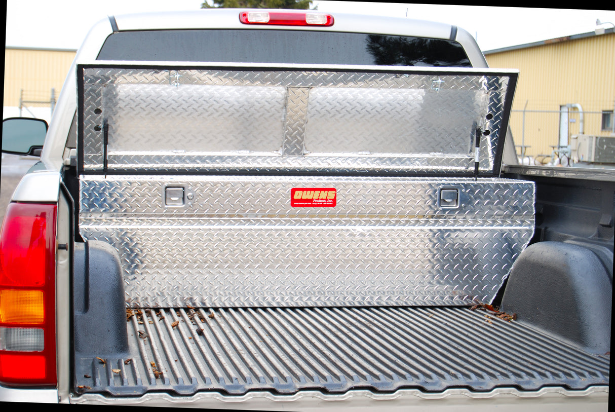 Truck Tool Box 44008B Garrison Series Low-Profile Chest / 60.5 Inch Slanted Sides / Diamond Tread Aluminum / Black / Owens Products