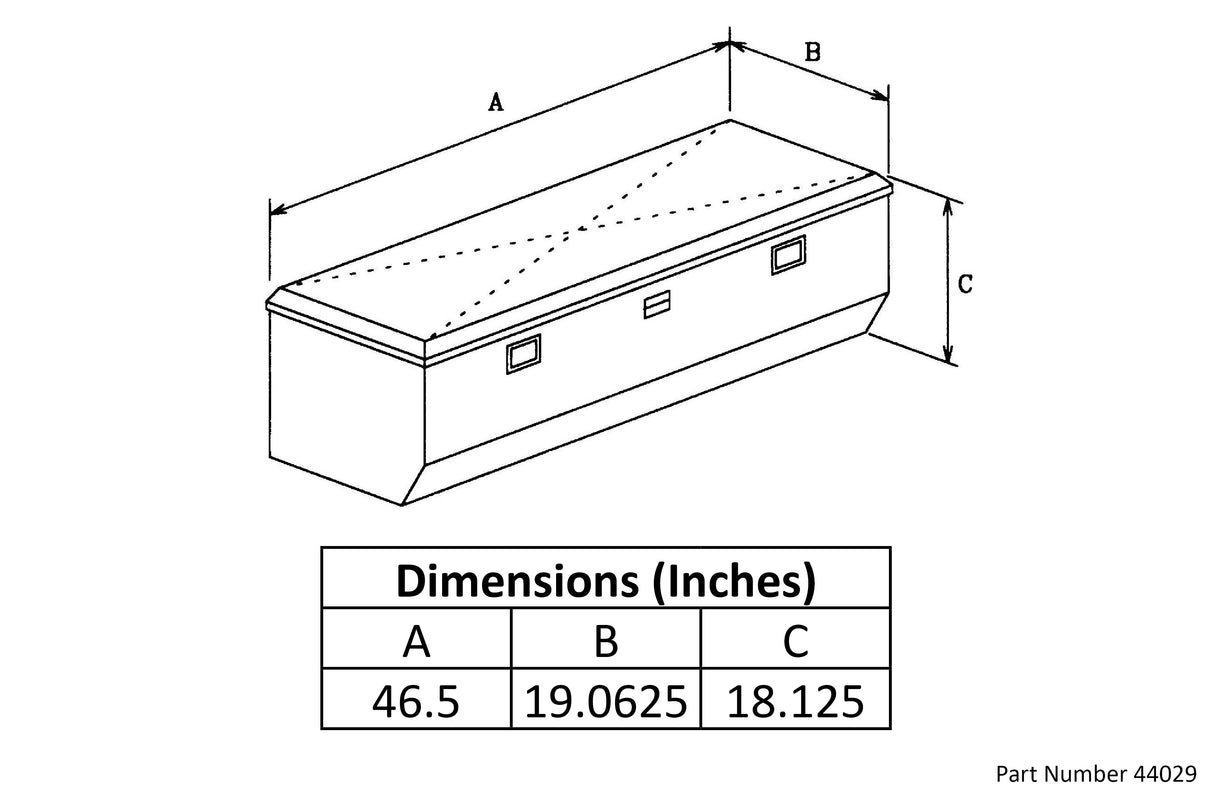 Truck Tool Box 44029 Garrison Series Utility Chest / 46.5 Inch / Diamond Tread Aluminum / Bright / Owens Products