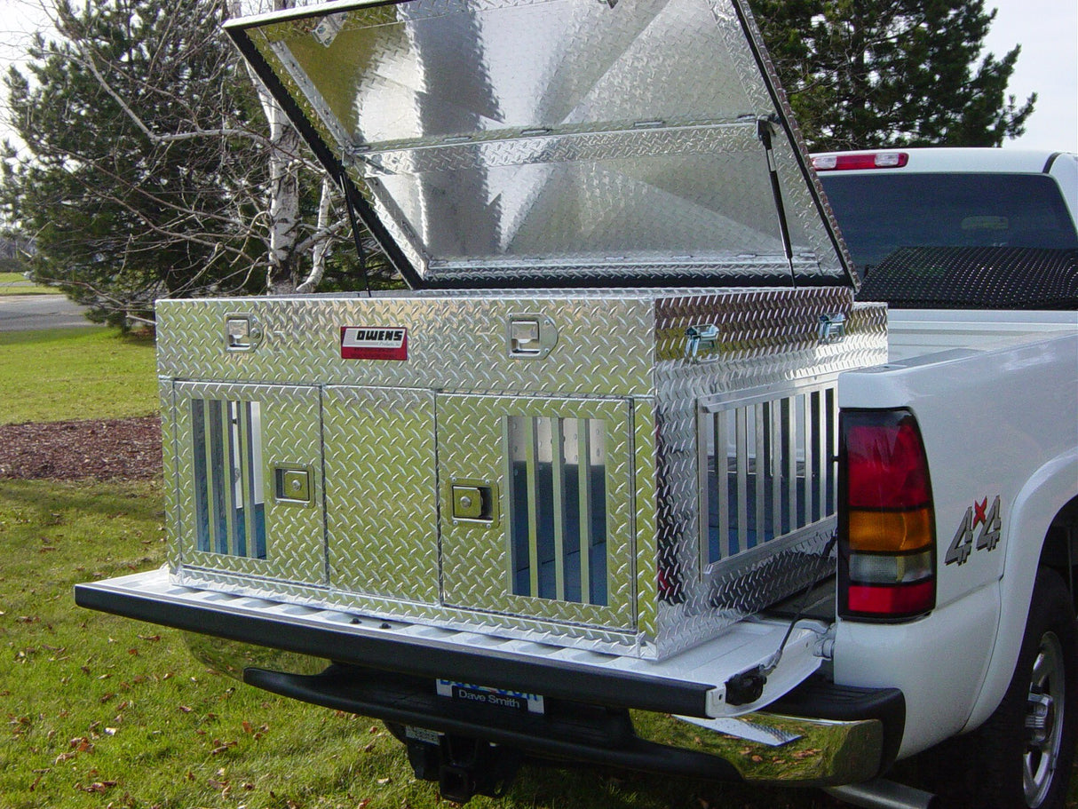 Dog Box 55012 Hunter Series Double Compartment with Top Storage / 48 W x 45 D x 26 H / All Seasons Vents / Diamond Tread Aluminum / Owens Products