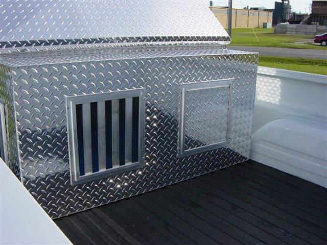 Dog Box 55012 Hunter Series Double Compartment with Top Storage / 48 W x 45 D x 26 H / All Seasons Vents / Diamond Tread Aluminum / Owens Products