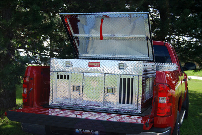 Dog Box 55012 Hunter Series Double Compartment with Top Storage / 48 W x 45 D x 26 H / All Seasons Vents / Diamond Tread Aluminum / Owens Products