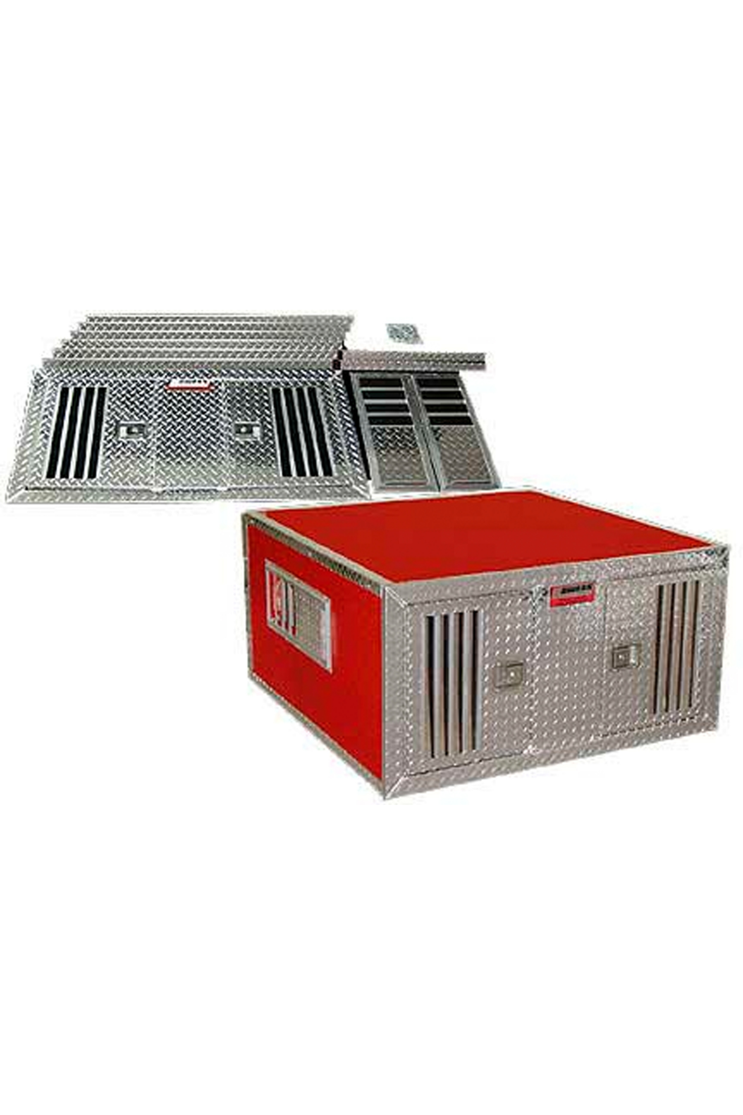 Dog Box 55048 DIY Series Double Compartment / 38 W x 48 D x 25 H / Standard Vents / Diamond Tread Aluminum Parts / Owens Products