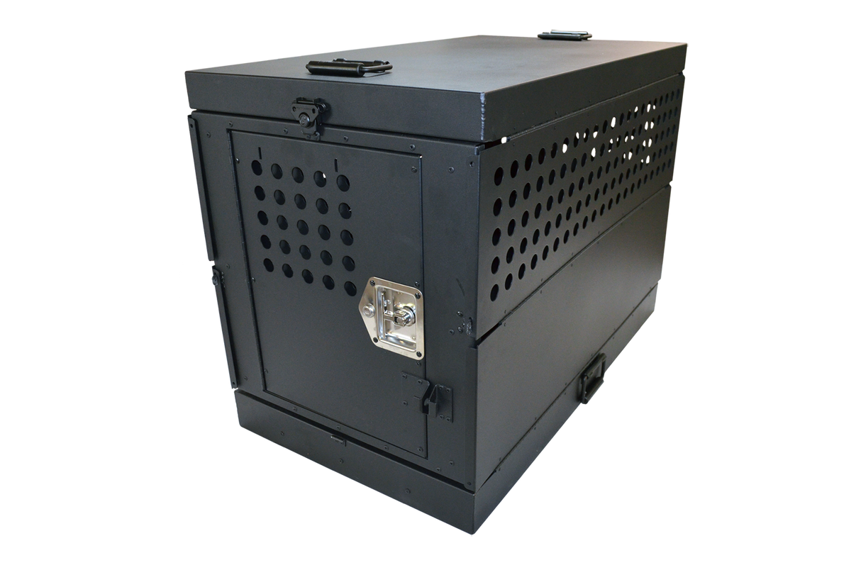 Dog Crate 55311 Professional K9 Series X-Large Collapsible Working Dog Crate / Single Compartment / 22.25 W x 41 D x 29 H / Mill Finish Aluminum / Black / Owens Products