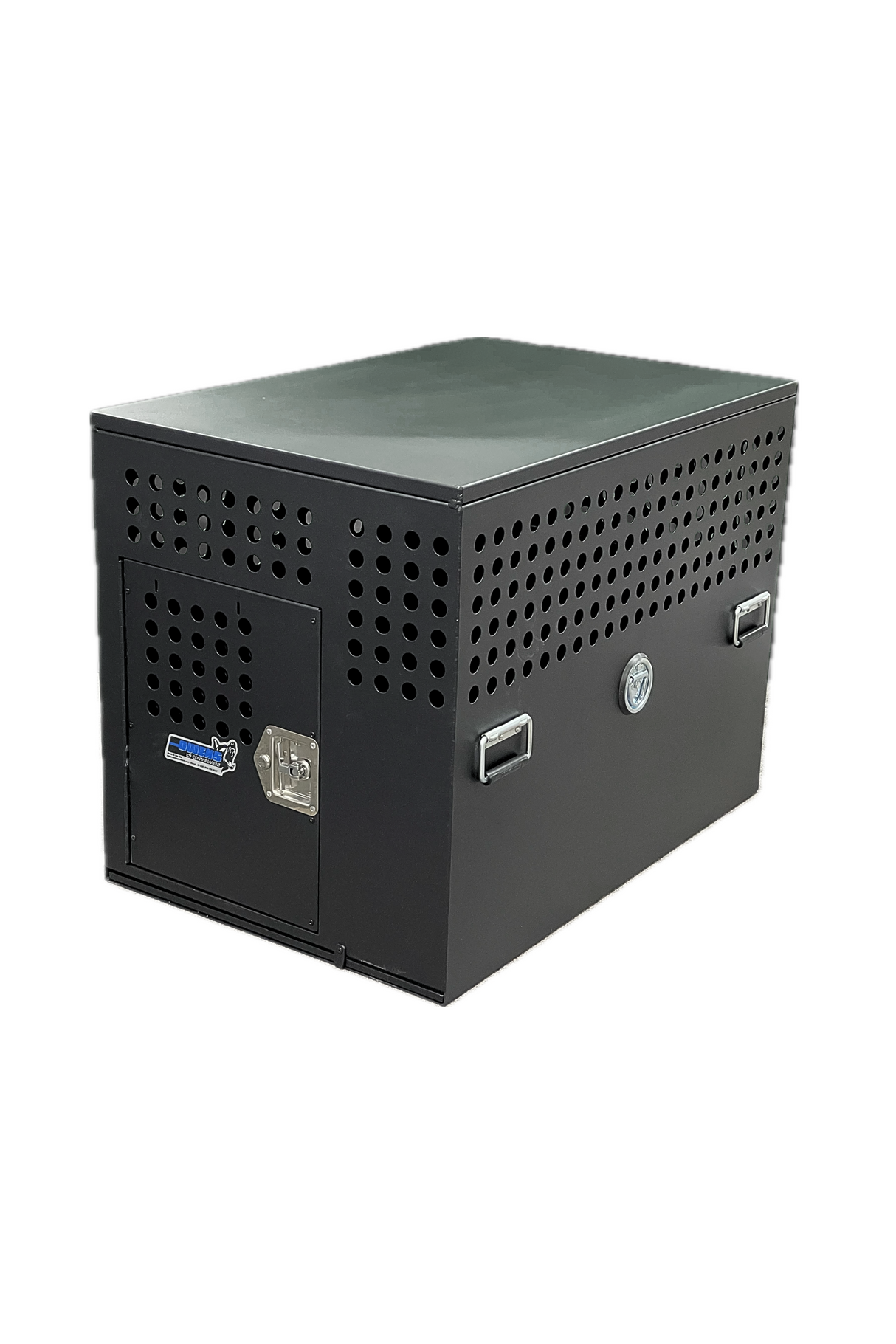 Dog Crate 55323 Professional K9 Series XL Tactical Single Compartment / End Door / 26 W x 40 D x 30 H / Holes for Ventilation / Black / Mill Finish Aluminum / Owens Products Professional K9 Series Owens Products