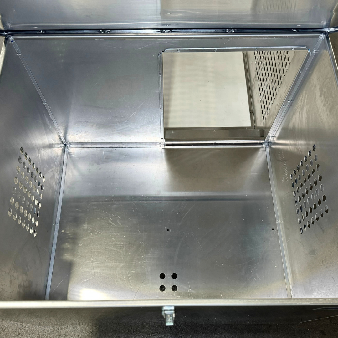 Dog Box 55600 Professional K9 Series Kennel / 46.5 W x 133 D x 63.5 H / Hole Ventilation / Mill Finish Aluminum / Owens Products Professional K9 Series Owens Products