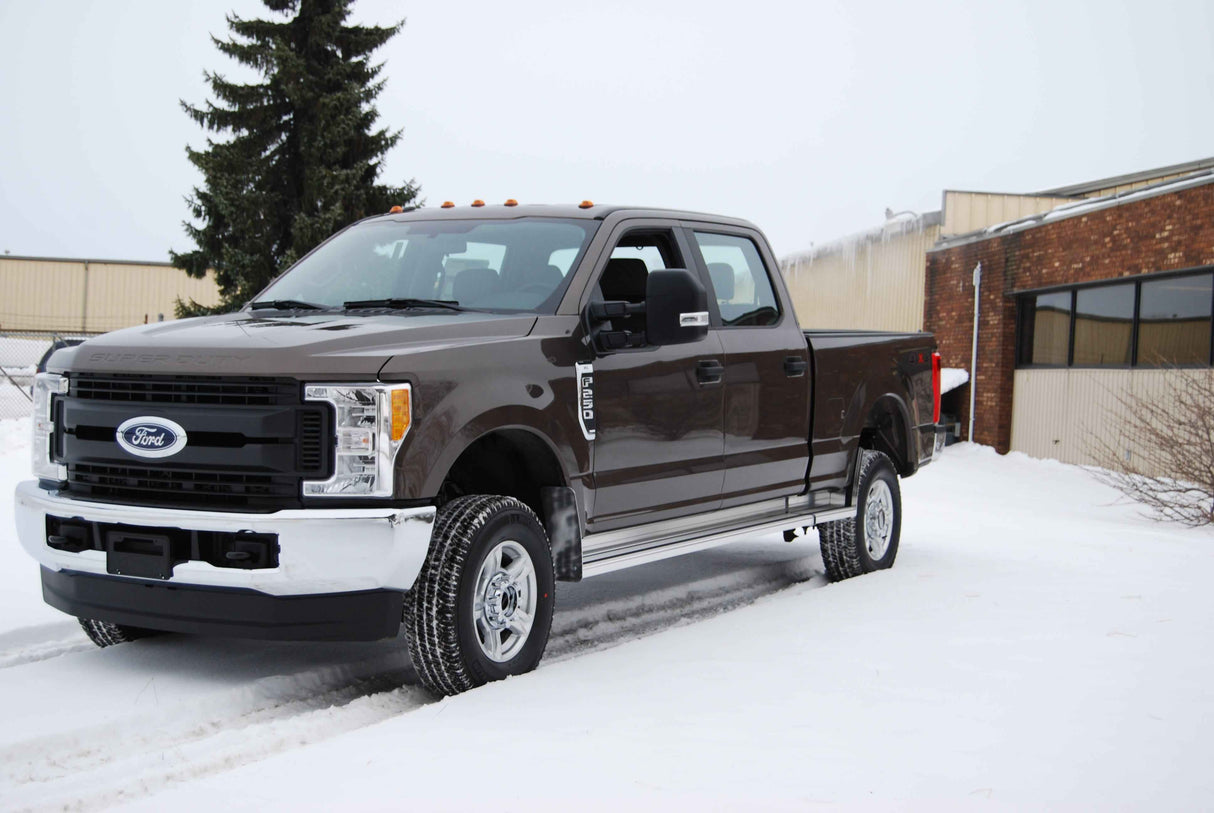 Running Boards Classicpro Series Extruded 4 Inch 17-18 Ford F250/F350 Super Duty Short Bed W/O Flares 4 Inch Riser Aluminum Bright Owens Products Running Board Owens Products