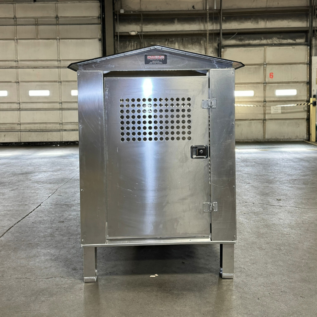 Dog Box 55600 Professional K9 Series Kennel / 46.5 W x 133 D x 63.5 H / Hole Ventilation / Mill Finish Aluminum / Owens Products Professional K9 Series Owens Products
