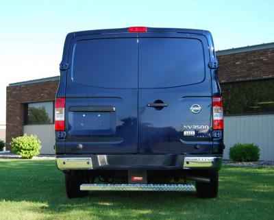 Hitch Step Owens Commercial Rear Step Diamond With Star Burst Grip 11-17 Nissan NV Full Size Van Rear Entry Step Aluminum Bright Owens Products Rear Step Owens Products