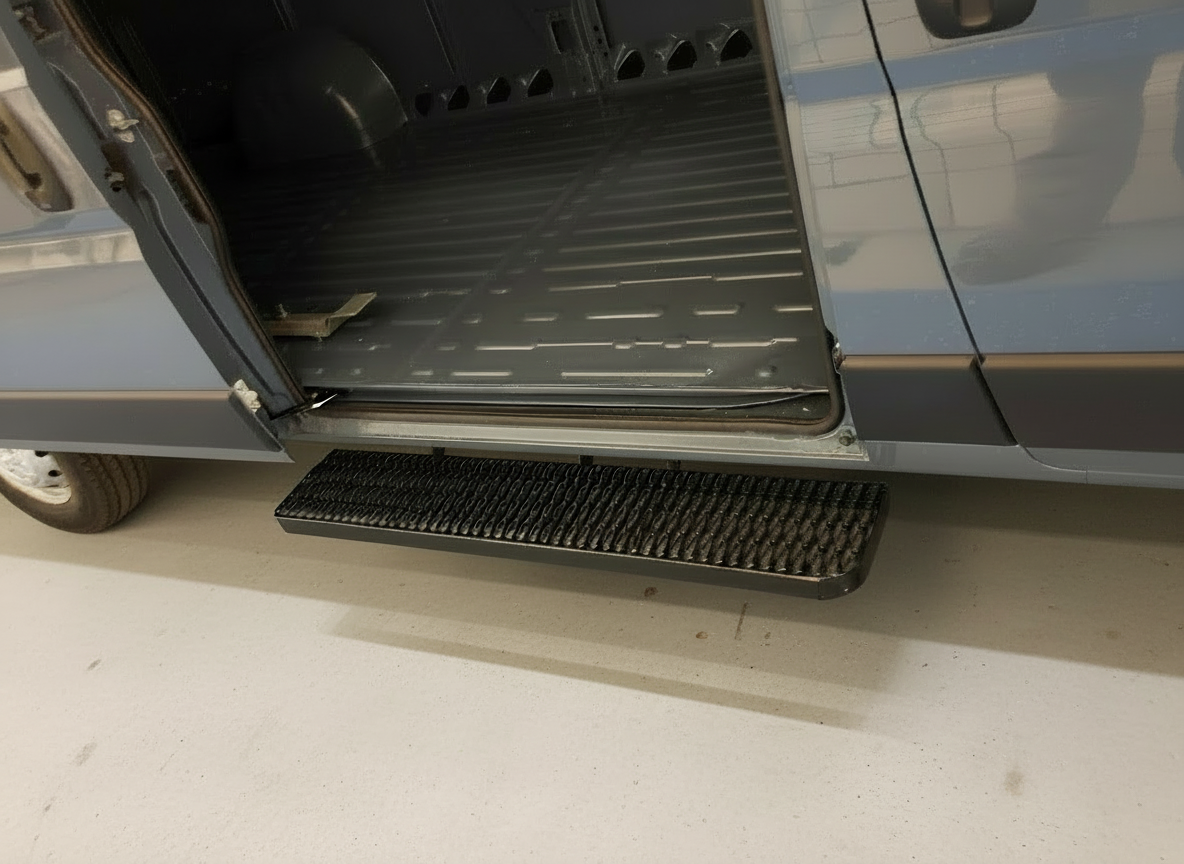 Transit Van Side Cargo Door Only / Running Boards / Aluminum / Black / Ford / 2015-2025 / Super Duty / Owens Products / 82376 Commercial Running Board Owens Products