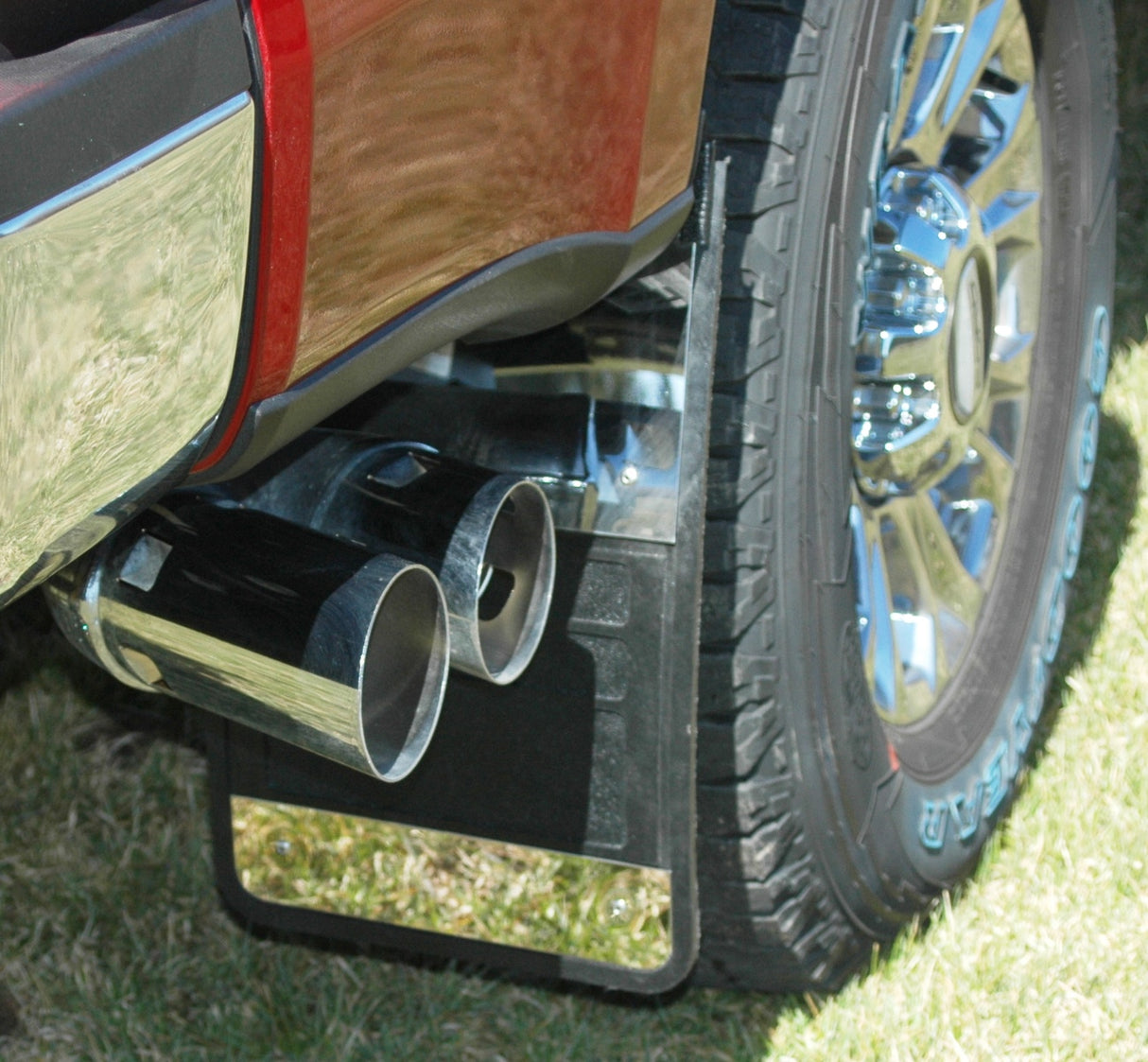 Mud Flaps Classic Universal Single Rear Wheel Rubber Mudflaps / Stainless Steel Inserts / Universal Fit / 12 x 18 / Owens Products