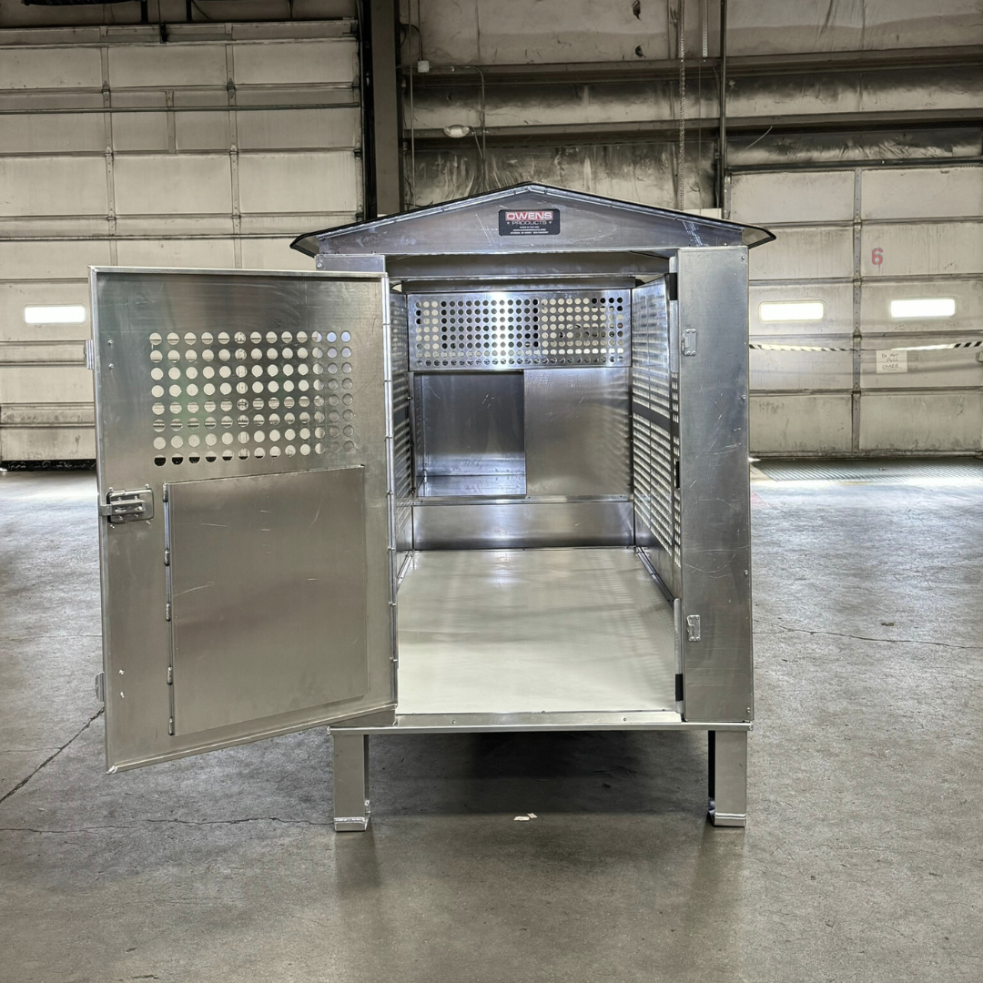 Dog Box 55600 Professional K9 Series Kennel / 46.5 W x 133 D x 63.5 H / Hole Ventilation / Mill Finish Aluminum / Owens Products Professional K9 Series Owens Products