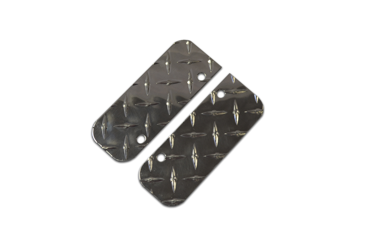 Running Board End Cap Transender Running Board End Caps Aluminum Diamond Thread Bright End Cap Owens Products C8000EC