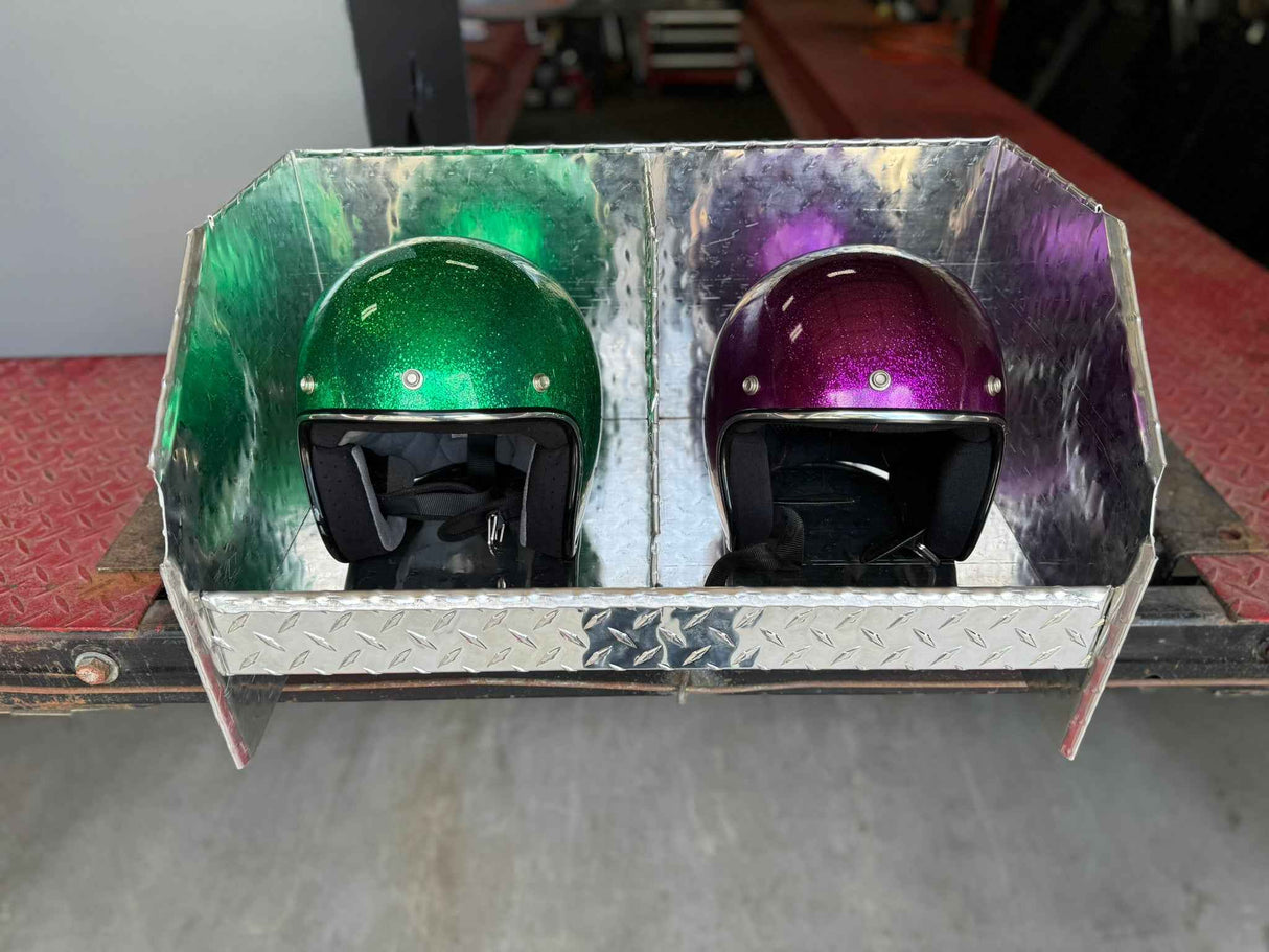 RaceMates 39208 Double Helmet Rack / Diamond Tread Aluminum / Owens Products Garage & Trailer Owens Products