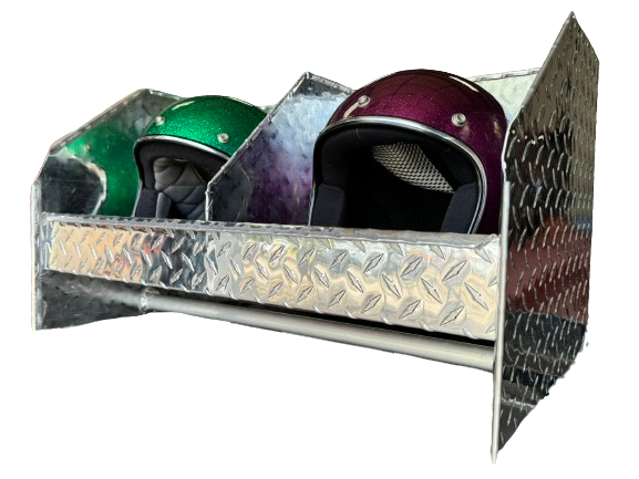 RaceMates 39208 Double Helmet Rack / Diamond Tread Aluminum / Owens Products Garage & Trailer Owens Products