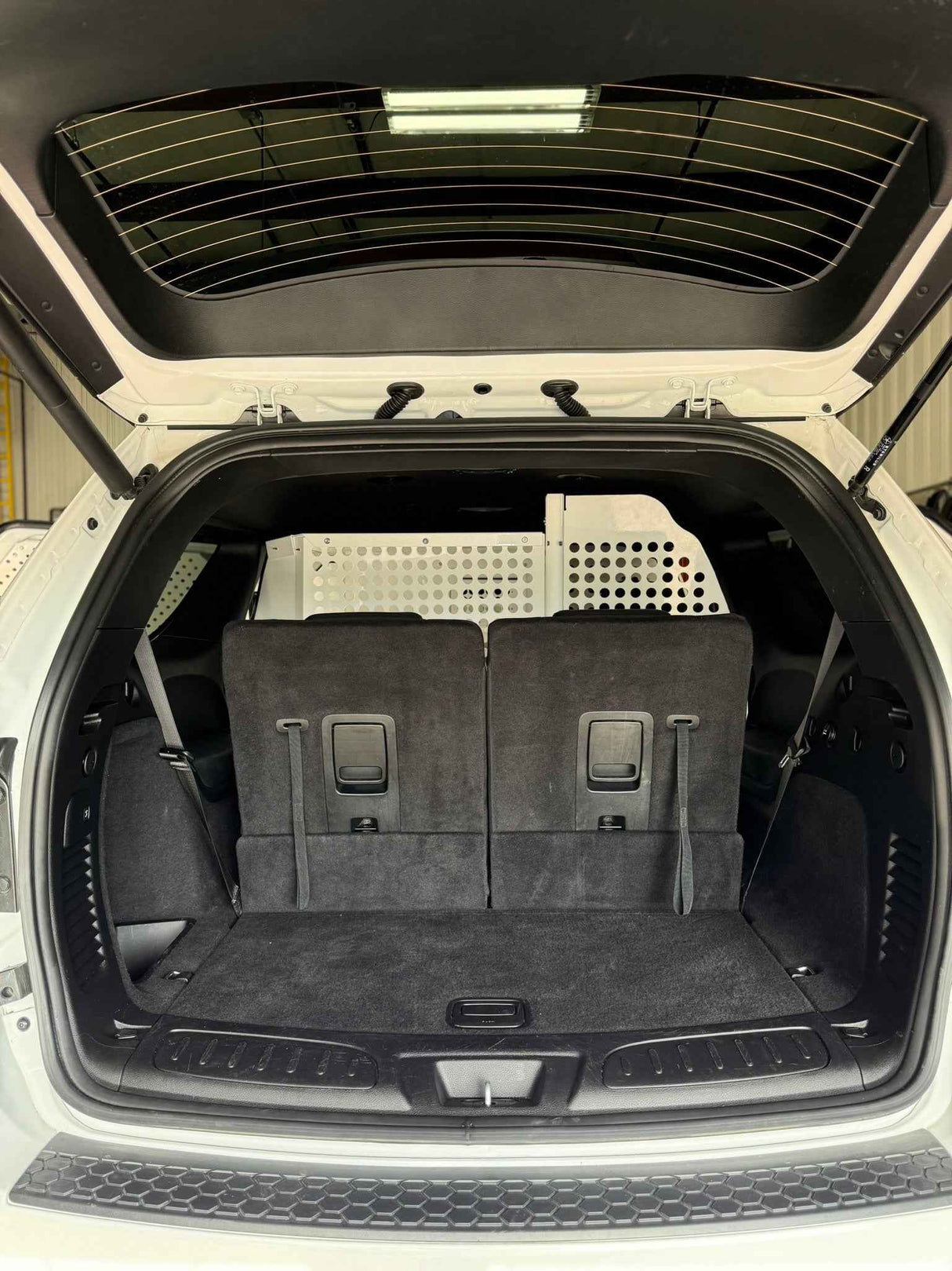 Dog Crate 55330W Professional K9 Series Dodge 2011-Current Durango 2/3-1/3 K9/Prisoner Vehicle Insert / Mill Finish Aluminum / White / Owens Products Professional K9 Series Owens Products