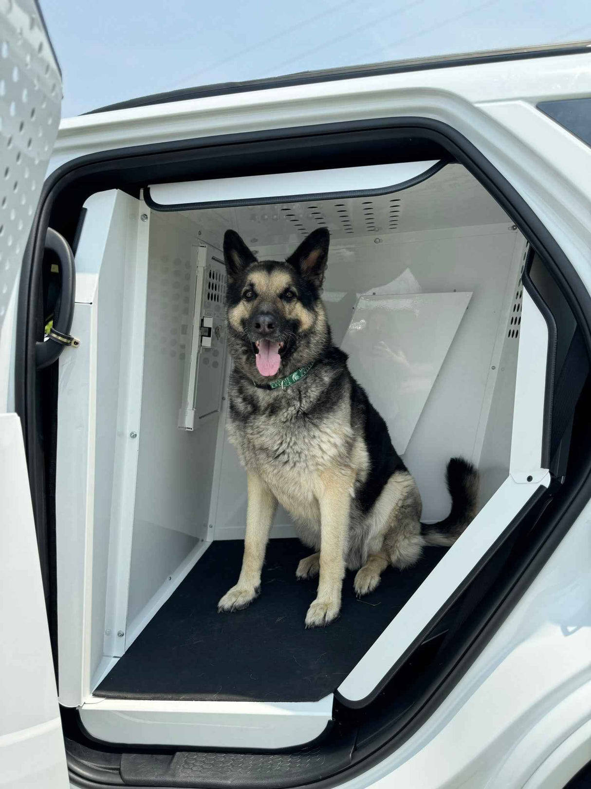 Dog Crate 55330W Professional K9 Series Dodge 2011-Current Durango 2/3-1/3 K9/Prisoner Vehicle Insert / Mill Finish Aluminum / White / Owens Products Professional K9 Series Owens Products