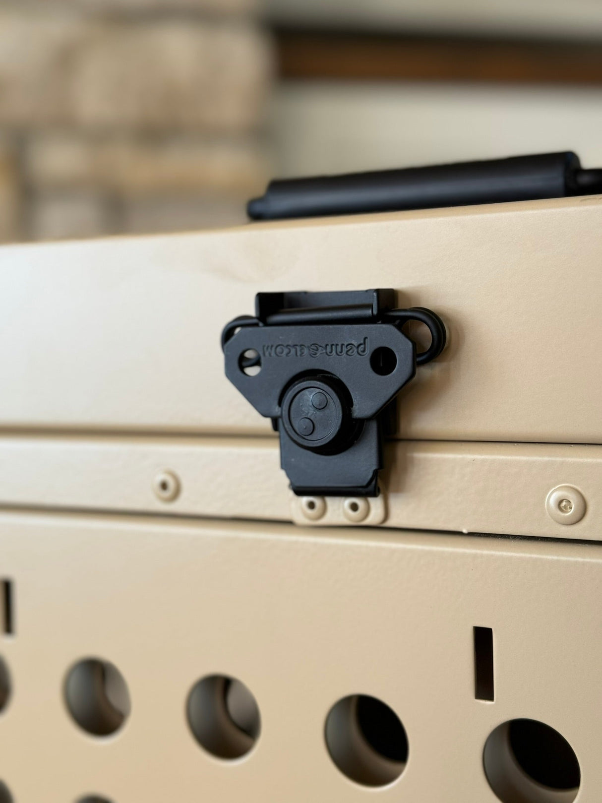 Dog Crate 55314 Professional K9 Series Large Collapsible Working Dog Crate / Single Compartment / 22.25 W x 34 D x 29 H / Mill Finish Aluminum / Tan / Owens Products