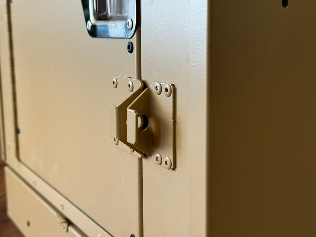 Dog Crate 55314 Professional K9 Series Large Collapsible Working Dog Crate / Single Compartment / 22.25 W x 34 D x 29 H / Mill Finish Aluminum / Tan / Owens Products