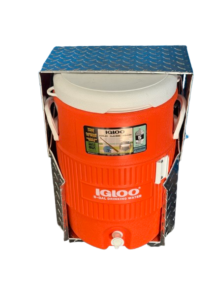 RaceMates 39206T Truck Mount Drink Water Cooler Holder with Lockable Lid / 5 Gallon Cooler Rack / Diamond Tread Aluminum / Owens Products RaceMate Owens Products