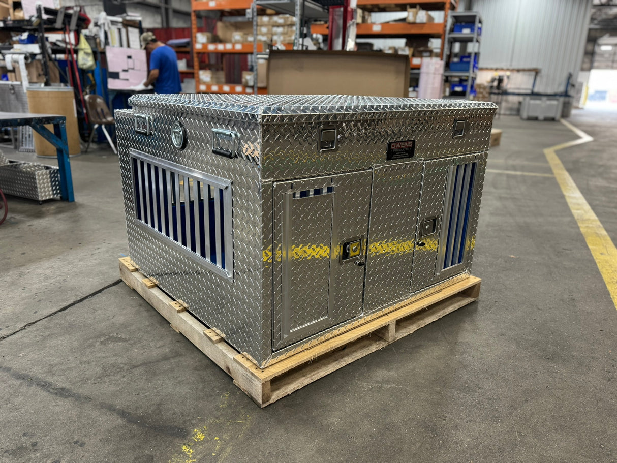 Dog Box 55044 Hunter Series Double Compartment with Top Storage / 48 W x 45 D x 32 H / Tall / All Seasons Vents / Diamond Tread Aluminum / Owens Products Hunter Series Owens Products