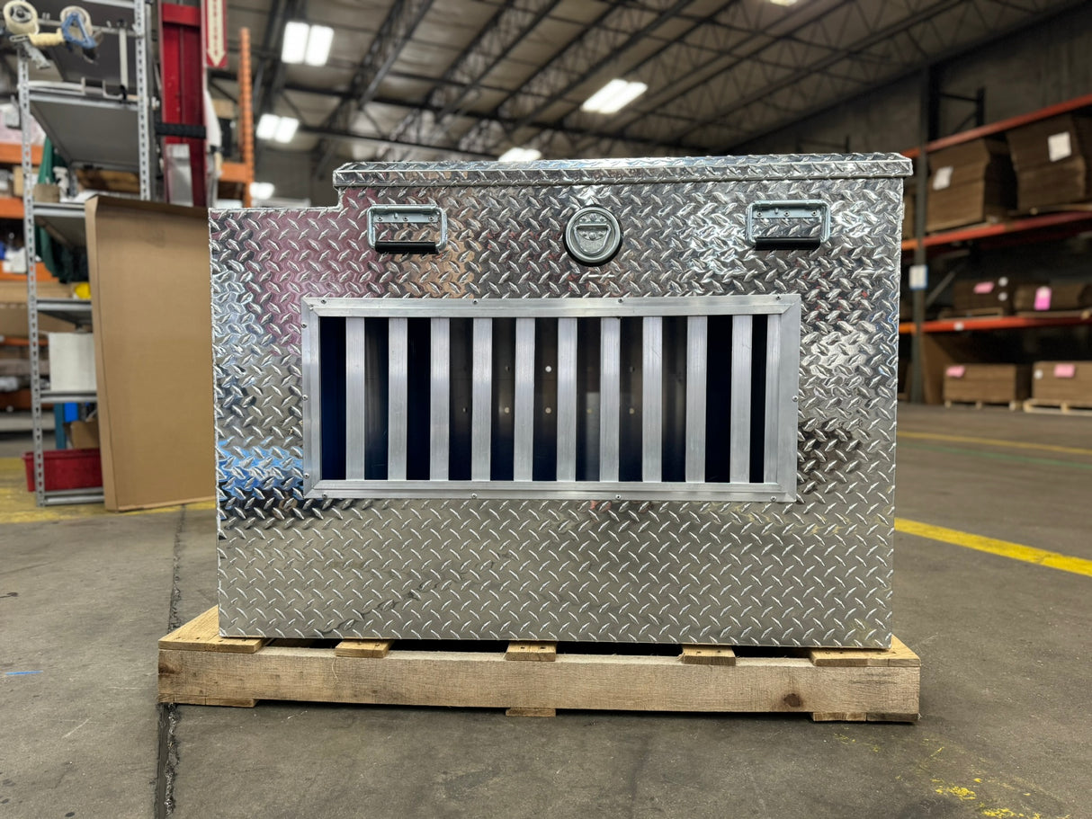 Dog Box 55044 Hunter Series Double Compartment with Top Storage / 48 W x 45 D x 32 H / Tall / All Seasons Vents / Diamond Tread Aluminum / Owens Products Hunter Series Owens Products
