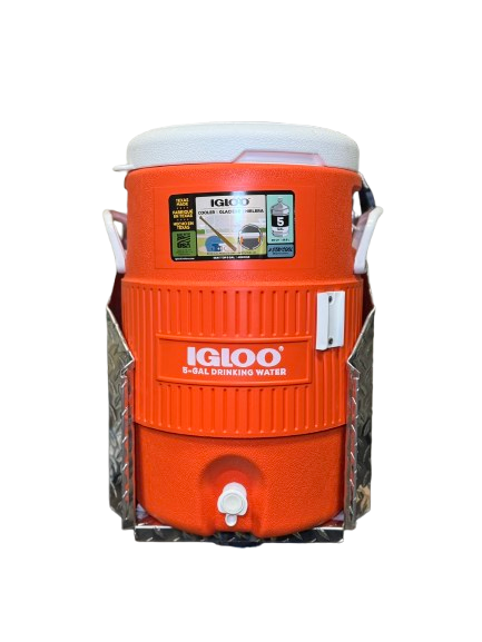 RaceMates 39206 Truck Mount Drink Water Cooler Holder / 5 Gallon Cooler Rack / Diamond Tread Aluminum / Owens Products