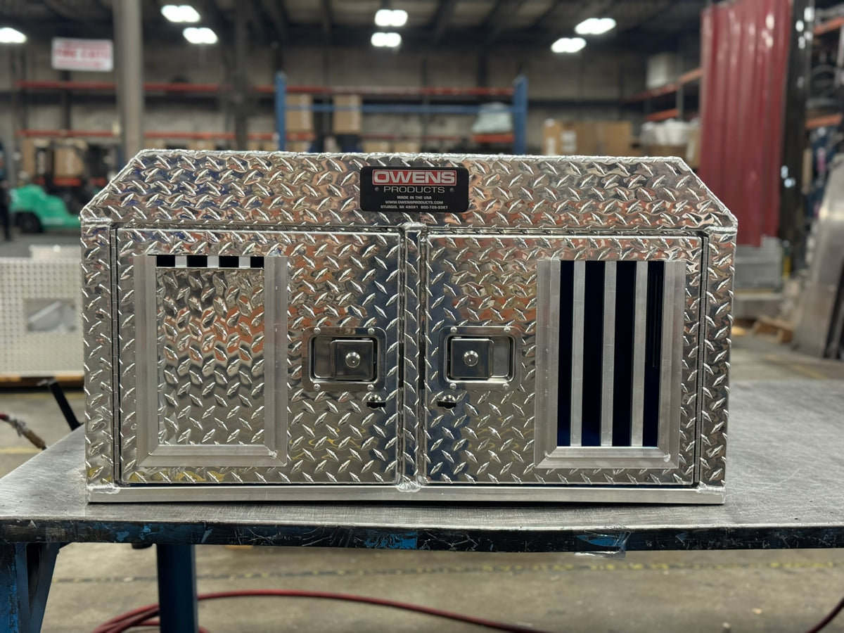 Dog Box 55017 Hunter Series Double Compartment / 37 W x 30 D x 19.75 H / ATV UTV SUV / Standard Vents / Diamond Tread Aluminum / Owens Products