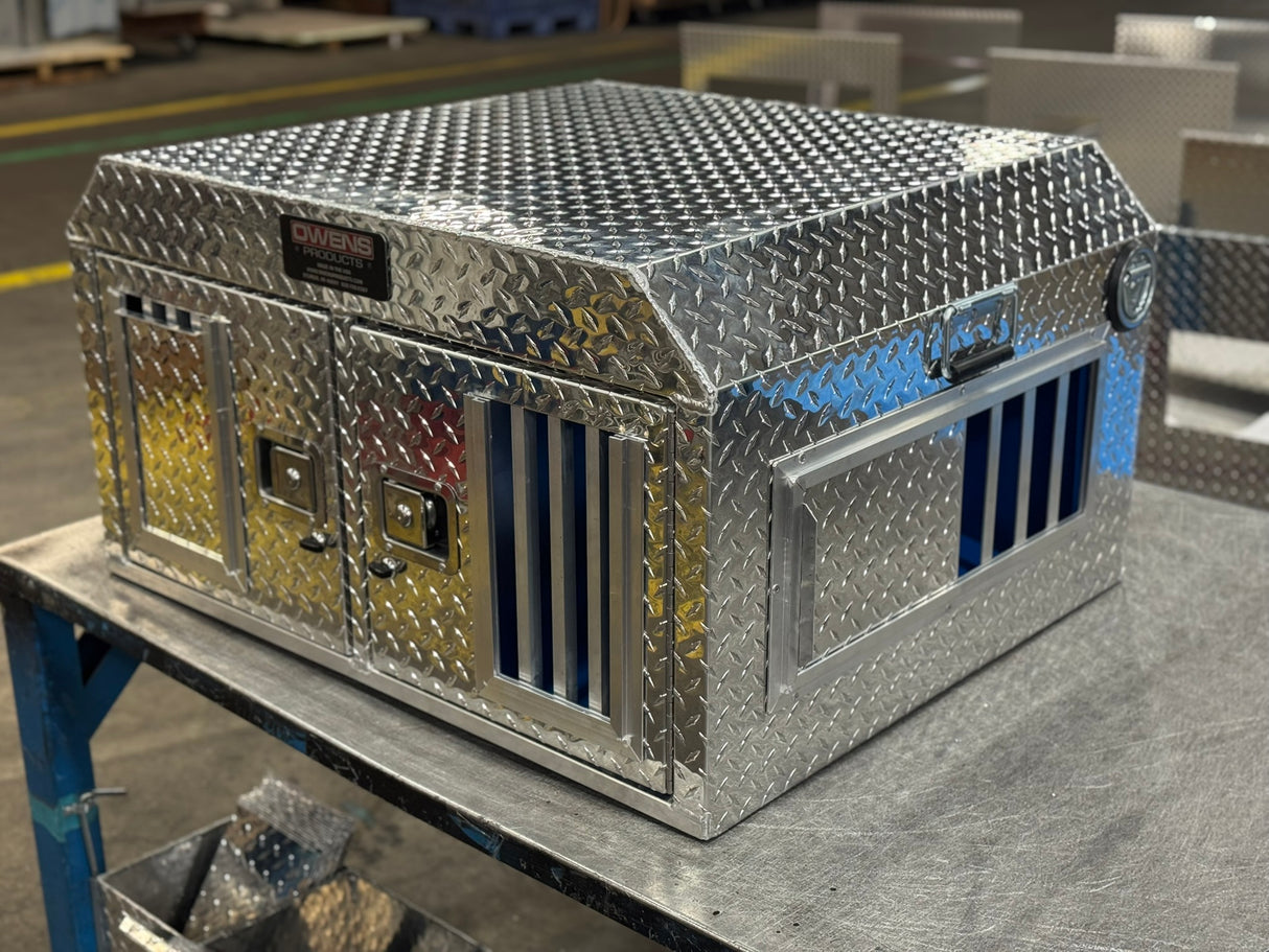 Dog Box 55017 Hunter Series Double Compartment / 37 W x 30 D x 19.75 H / ATV UTV SUV / Standard Vents / Diamond Tread Aluminum / Owens Products