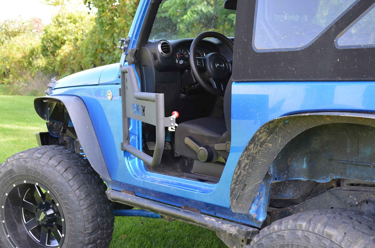 Venum Doors / Tubular Doors / Textured Black / Jeep JK & JKU Wrangler Front Door Kit / 2007-2018 / Owens Products / JK15005 Venum Owens Products