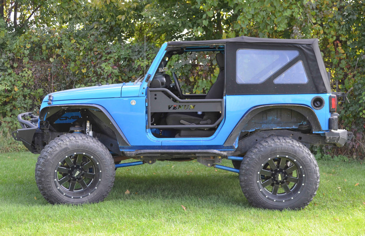 Venum Doors / Tubular Doors / Textured Black / Jeep JK & JKU Wrangler Front Door Kit / 2007-2018 / Owens Products / JK15005 Venum Owens Products