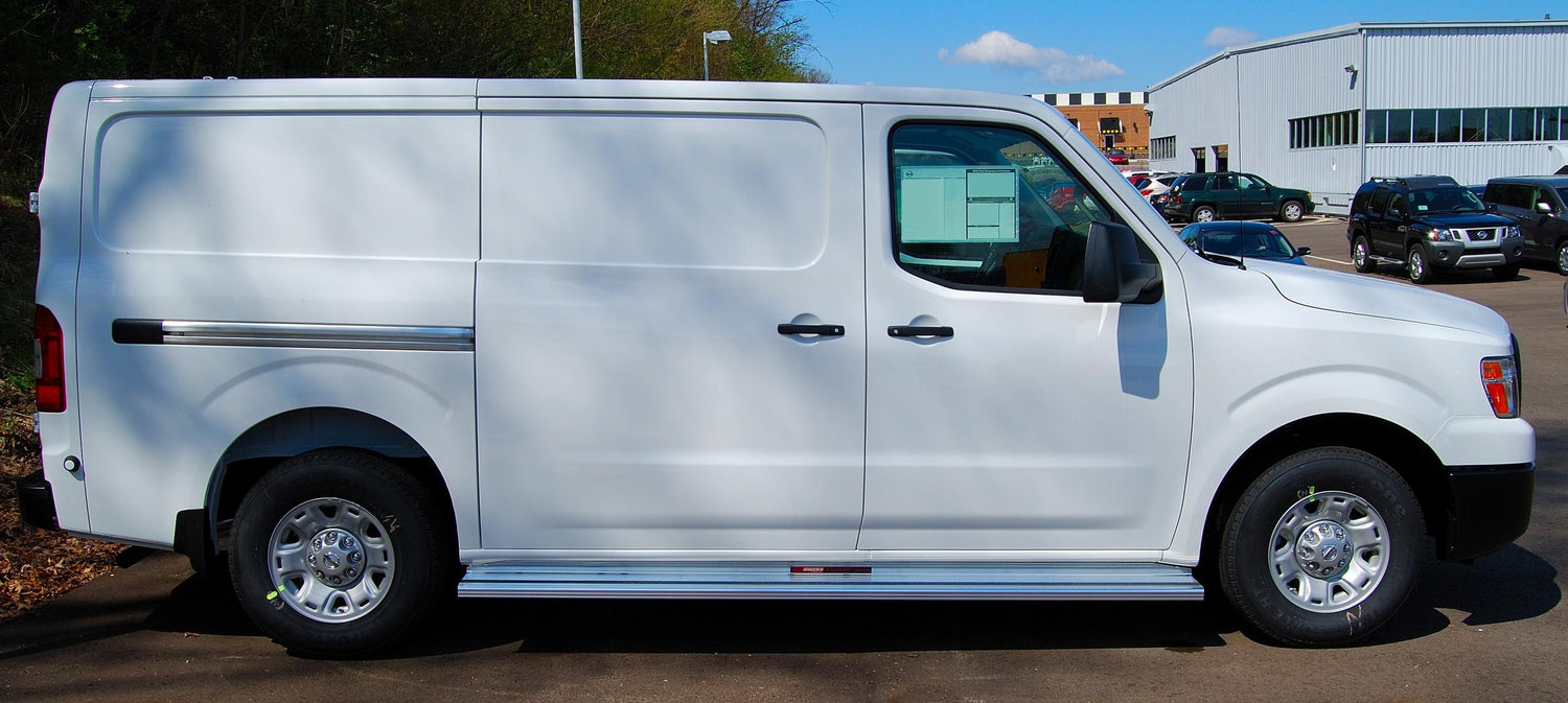 Running Boards Classic Series Extruded 2 Inch 12-17 Nissan NV Full Size Van W/O Mudflaps Aluminum Bright Owens Products