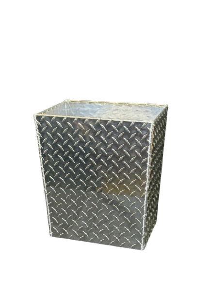 RACEMATES 39270 TRASH CAN WASTE RECEPTACLE / SMALL / DIAMOND TREAD ALUMINUM / OWENS PRODUCTS
