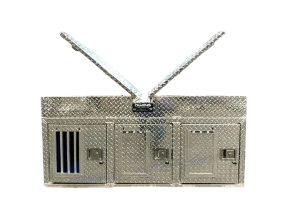 Dog Box 55053 Hunter Series Triple Compartment with Top Storage / 58 W x 40 D x 26 H / with Wheel Well Notches / All Seasons Rear Vents / Diamond Tread Aluminum / Owens Products Hunter Series Owens Products