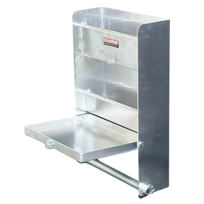 Small Mechanics Storage Cabinet With Fold Down Tray & Paper Towel Holder / RaceMate / Smooth Mill Finish Aluminum / Silver / Owens Products / 39100 RaceMate Owens Products