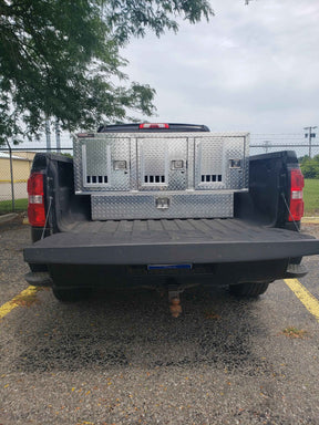 Dog Box 55111 Triple Compartment Bottom Storage Dog Box / 58 W X 40 D X 29 H / Diamond Tread Aluminum / Owens Products Pro Hunter Series Owens Products