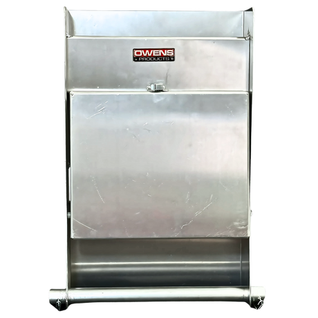 Small Mechanics Storage Cabinet With Fold Down Tray & Paper Towel Holder / RaceMate / Smooth Mill Finish Aluminum / Silver / Owens Products / 39100