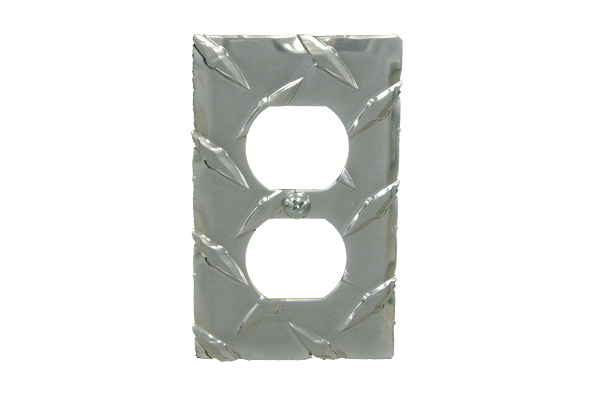 RaceMates / Single Electrical Outlet Cover / Diamond Tread Aluminum / 39134 / Owens Products