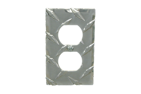 RaceMates / Single Electrical Outlet Cover / Diamond Tread Aluminum / 39134 / Owens Products RaceMate Owens Products